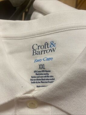 croft & barrow White Men's Polo Shirt Easy Care